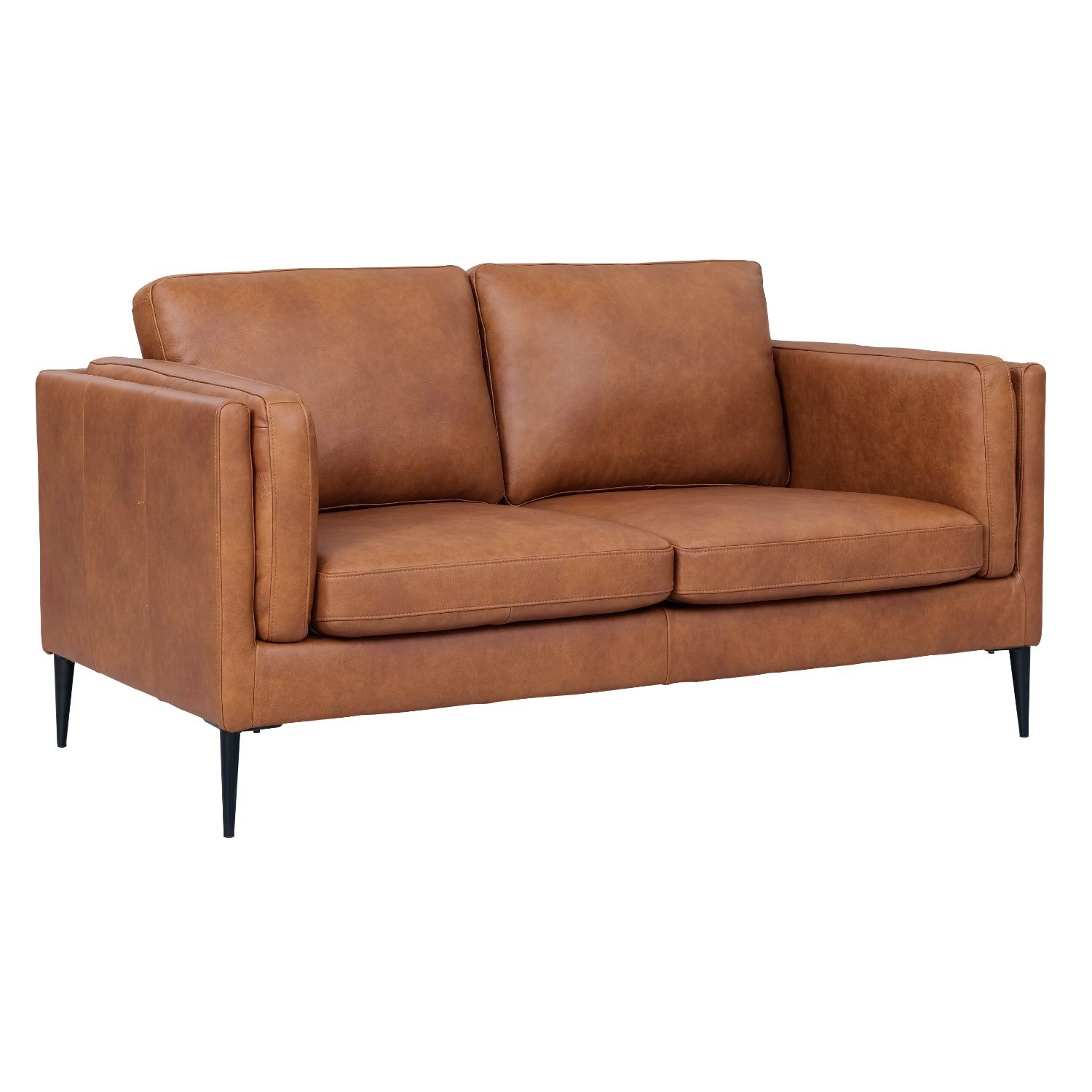 2-Sitzer Ledersofa – Echtleder Cognac Braun
