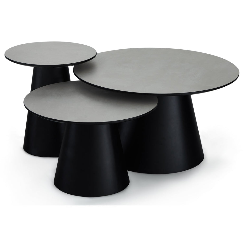 Couchtisch Rund Ø80 cm – Marmoroptik Hellgrau