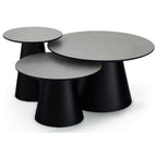 Couchtisch Rund Ø80 cm – Marmoroptik Hellgrau