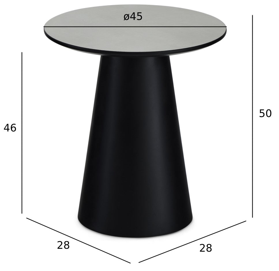 Couchtisch Rund Ø45 cm,Marmoroptik Hellgrau