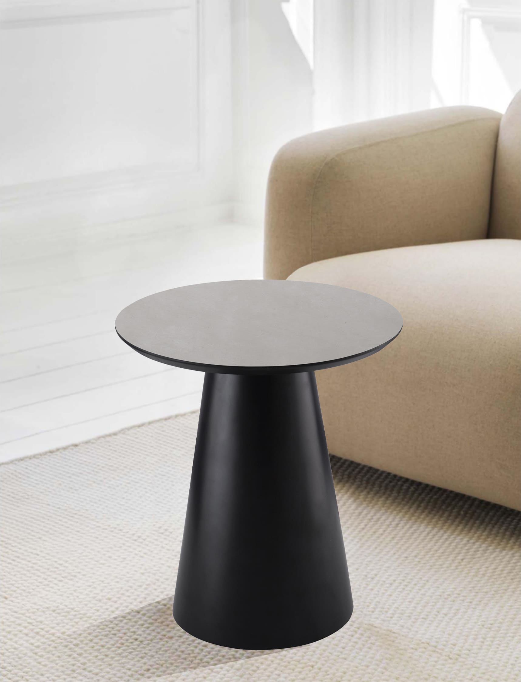 Couchtisch Rund Ø45 cm,Marmoroptik Hellgrau