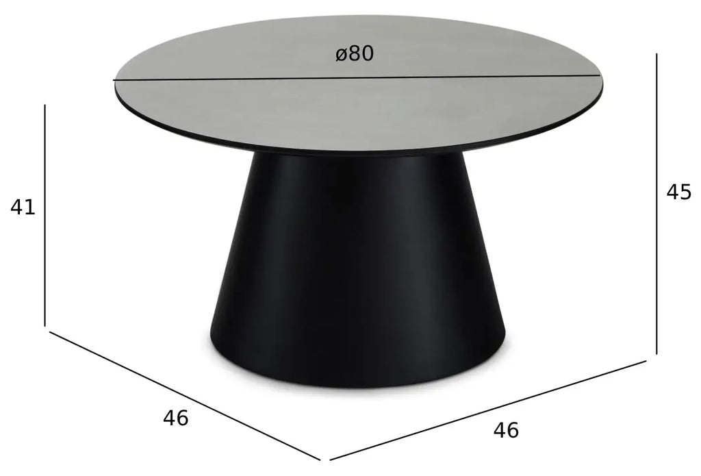 Couchtisch Rund Ø80 cm – Marmoroptik Hellgrau