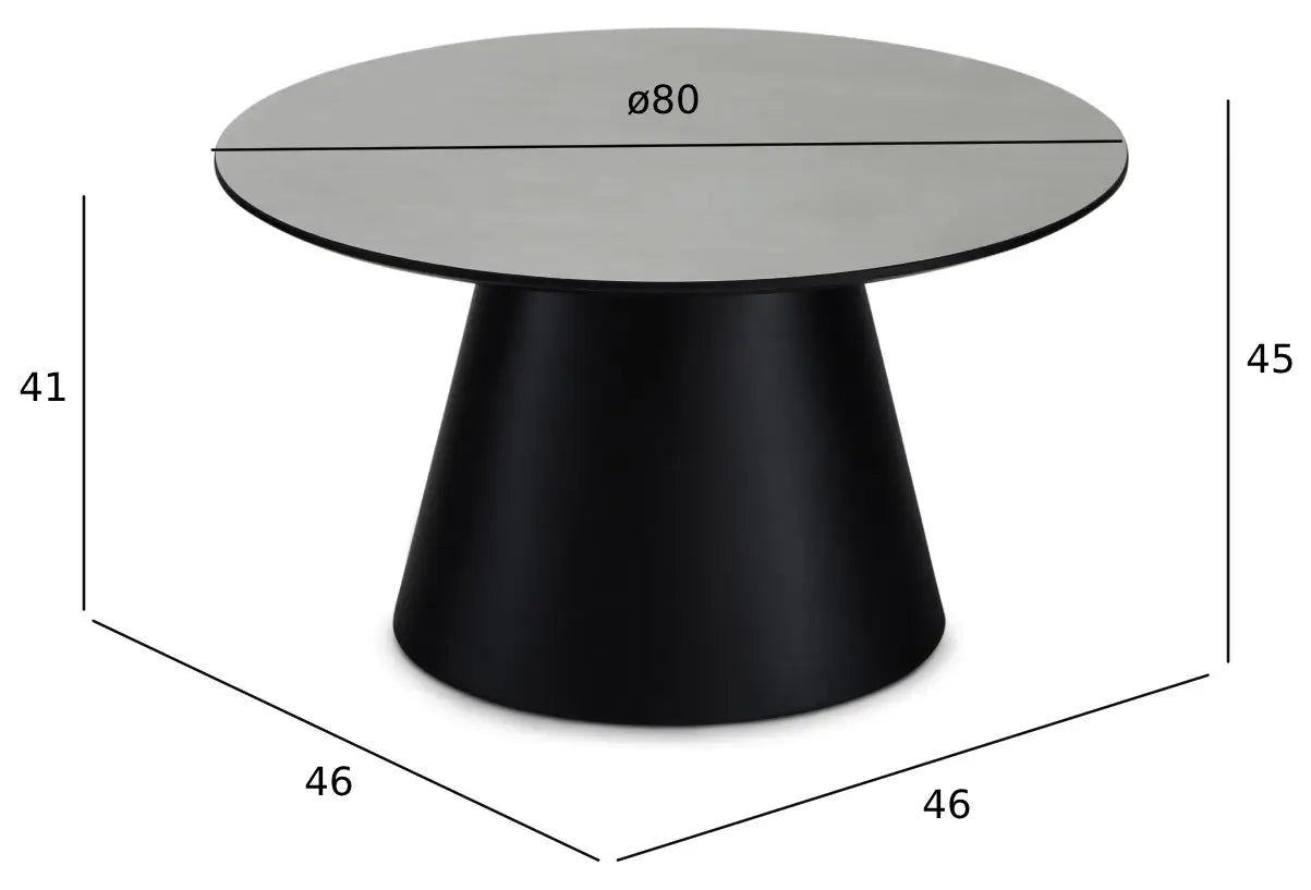 Couchtisch Rund Ø80 cm – Marmoroptik Hellgrau