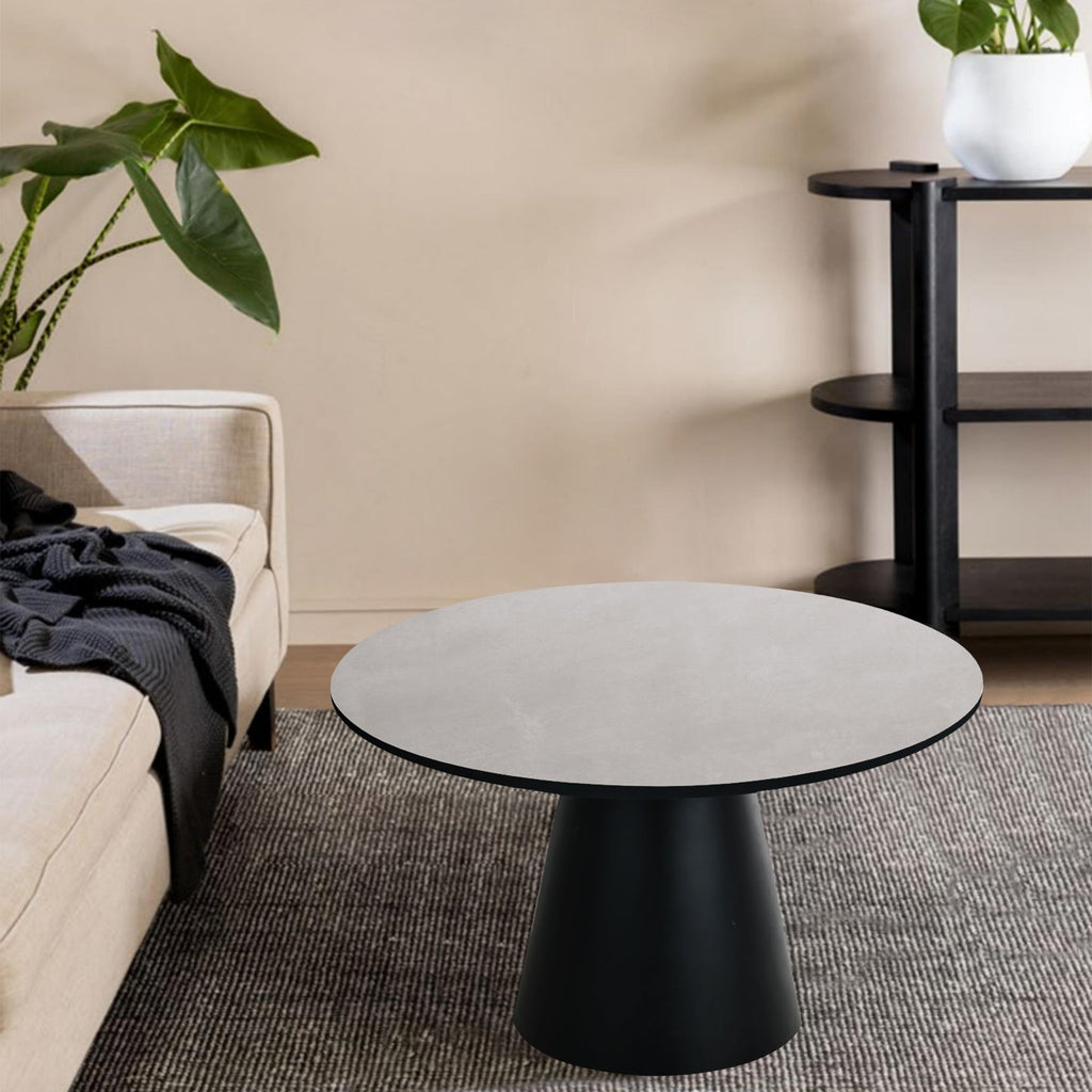 Couchtisch Rund Ø80 cm – Marmoroptik Hellgrau