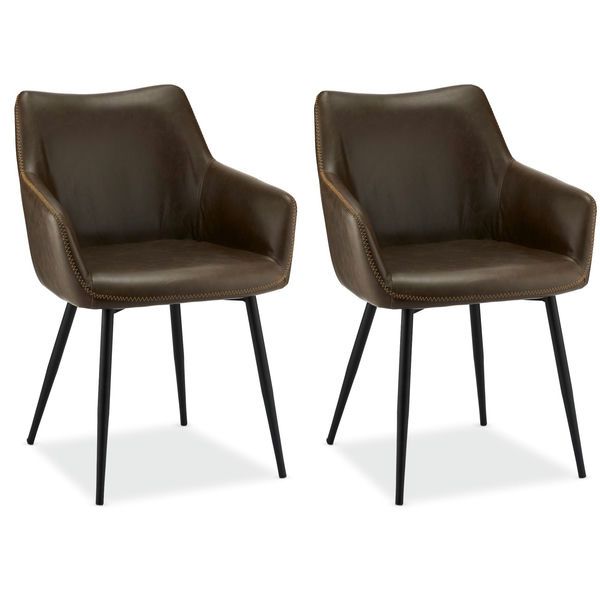 Esszimmerstühle mit Armlehne  Kunstleder Braun