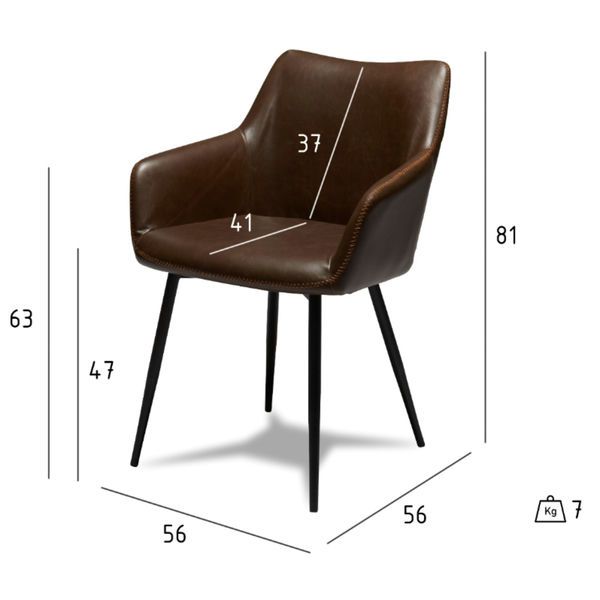 Esszimmerstühle mit Armlehne  Kunstleder Braun