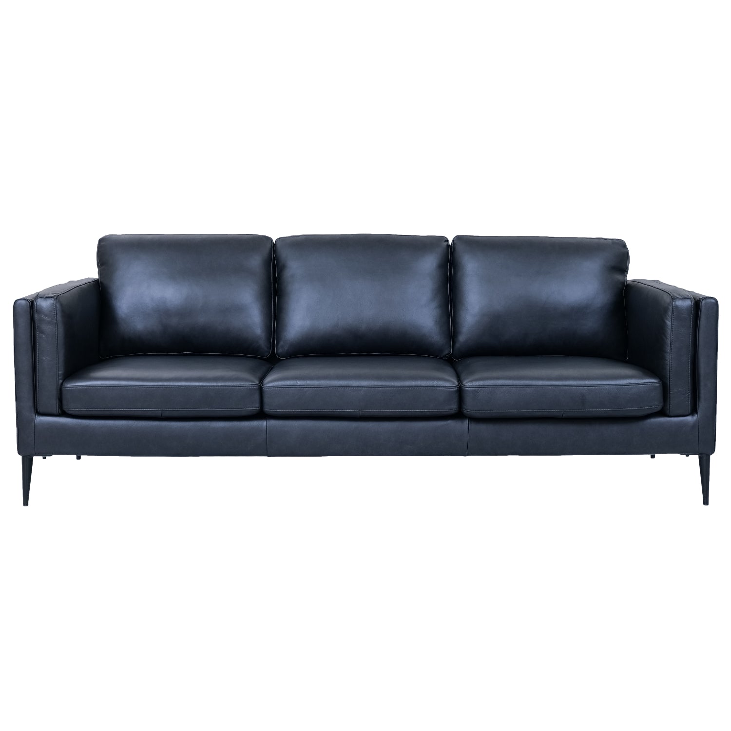 Echtleder Sofa  Schwarz
