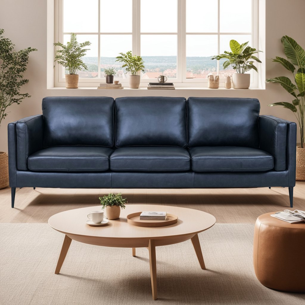 Echtleder Sofa  Schwarz
