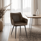 Esszimmerstühle mit Armlehne  Kunstleder Braun