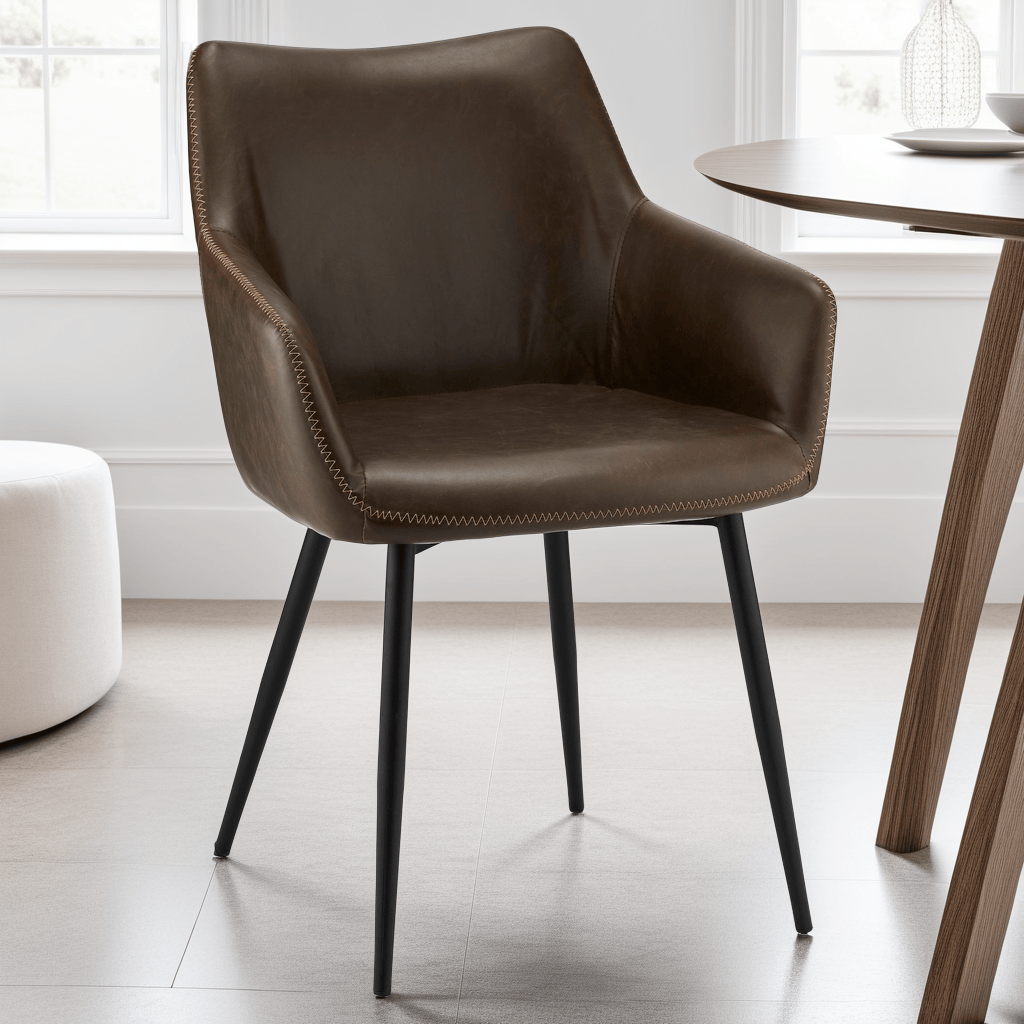 Esszimmerstühle mit Armlehne  Kunstleder Braun