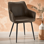 Esszimmerstühle mit Armlehne  Kunstleder Braun