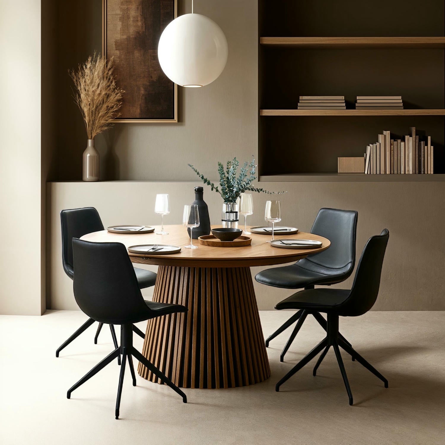 Runder Esstisch ø140 cm,Ausziehbar bis 240 cm - Eiche Natur