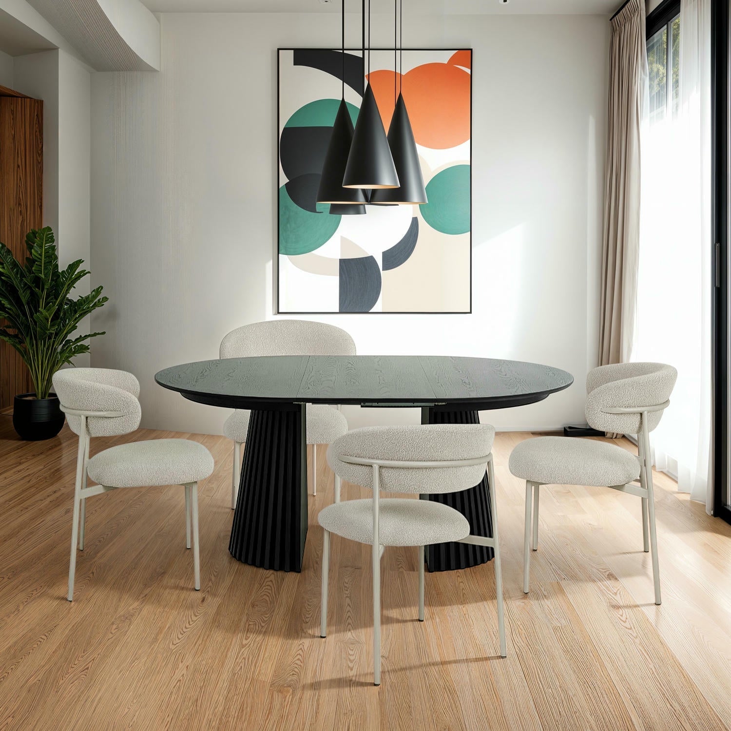 Runder Esstisch ø140 cm,Ausziehbar bis 240 cm - Eiche Natur