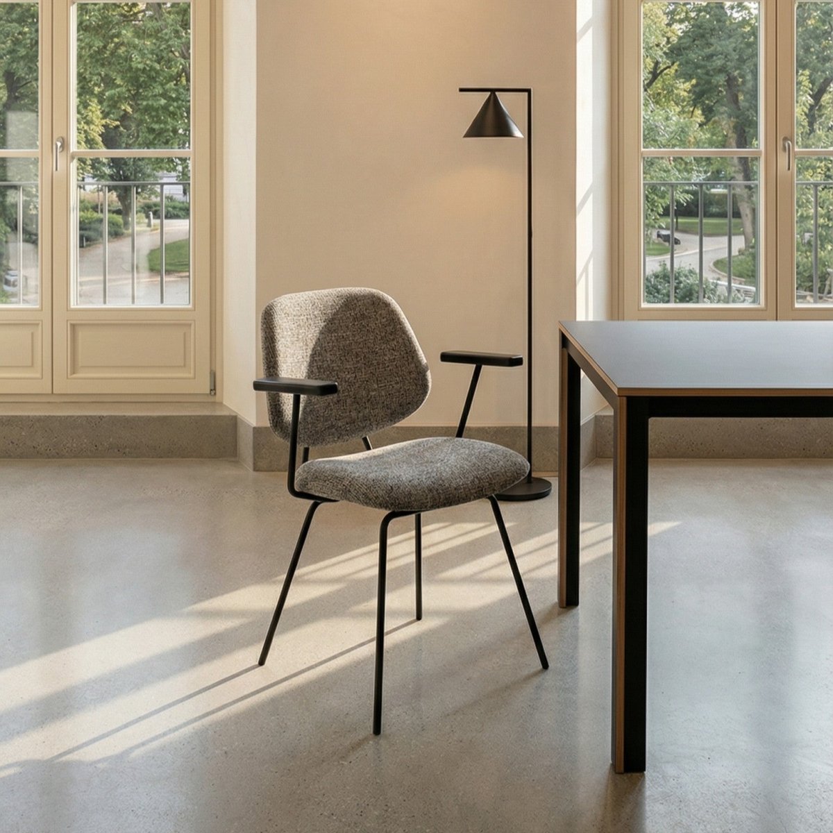 Sofia Armlehnen Bouclé Grau