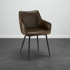 Esszimmerstühle mit Armlehne  Kunstleder Braun