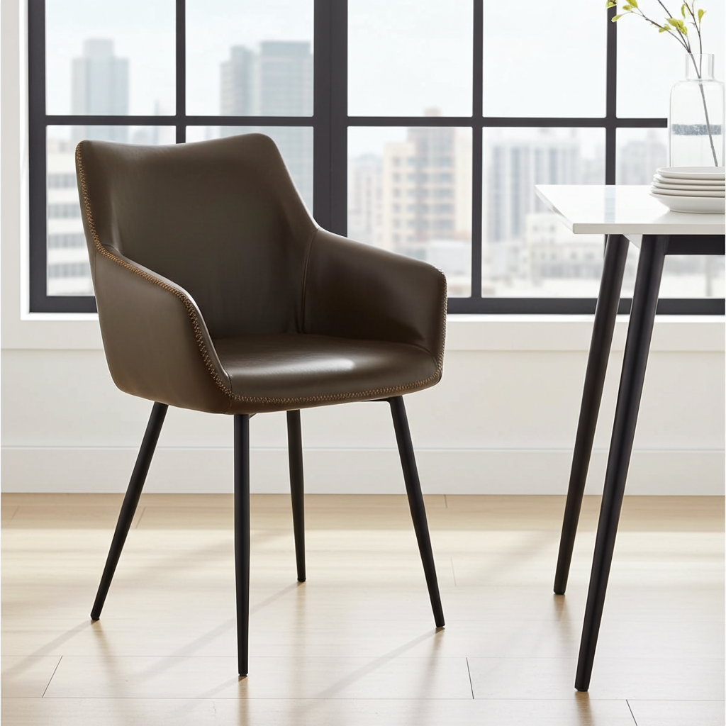 Esszimmerstühle mit Armlehne  Kunstleder Braun