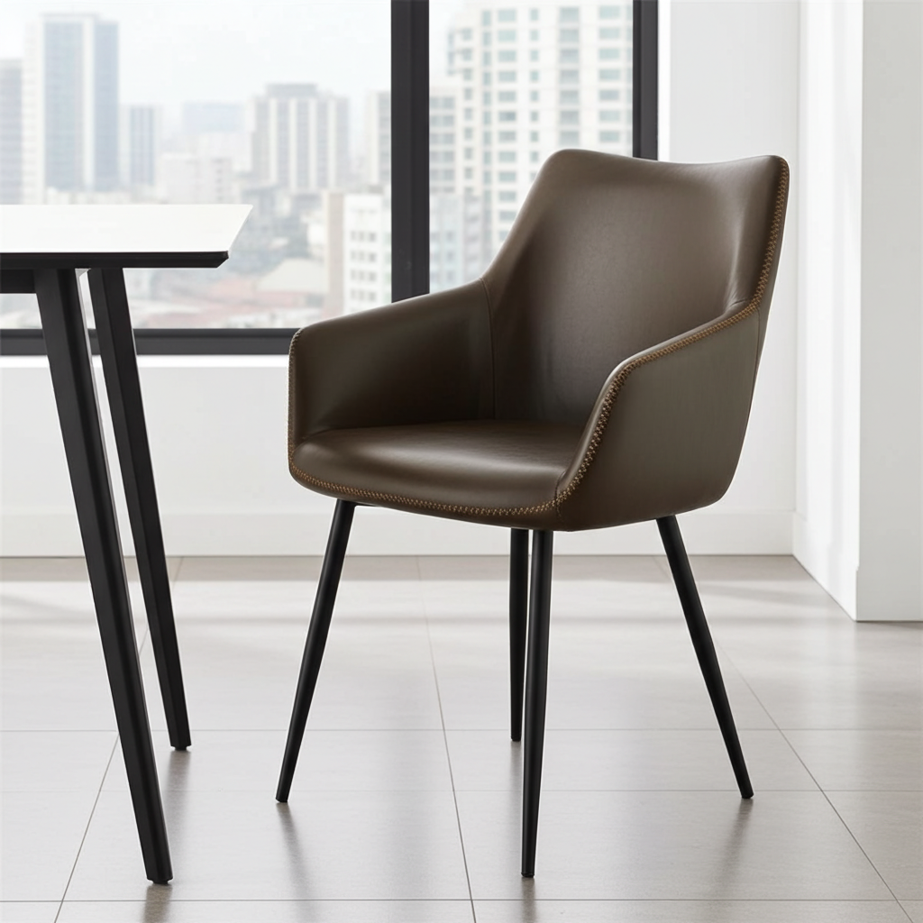 Esszimmerstühle mit Armlehne  Kunstleder Braun