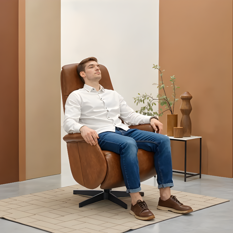 Relaxsessel,Echtleder Cognac Braun