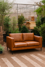 2-Sitzer Ledersofa – Echtleder Cognac Braun